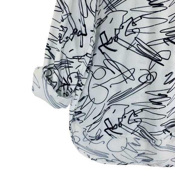 mix print blk& wht long sleeve blouse top semi fitted sz xl Marie Claire - Picture 12 of 16